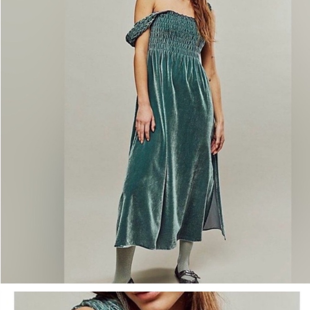 Free People  Teal Off-Shoulder Dress Free People Medium NWOT Stretch